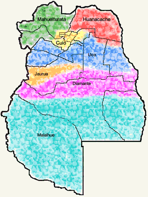 Mendoza en 1561 y Hoy Mahuelturata Huantata Guanacache Uco Jaurua Diamante Malalhue